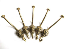 UpperDutch:,Set of 5 Lion hooks Solid Brass Lion Head Wall hook - Coat hooks. Decorative animal storage solution, coat hangers.