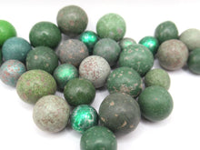 Antique Clay Marbles - green - set of 30.