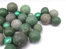 Antique Clay Marbles - green - set of 30.