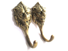 UpperDutch:,Set of 2 Solid Brass Lion Head Coat hooks Wall hooks.