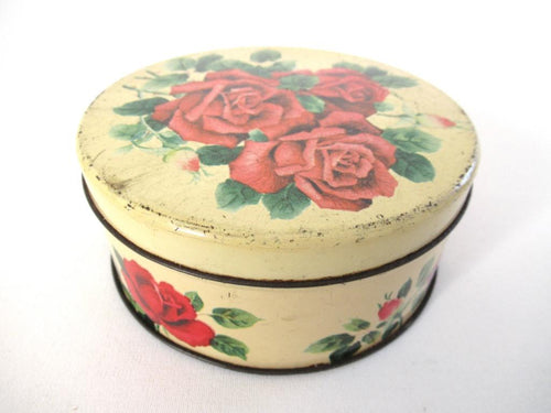 UpperDutch:Tin,Vintage Floral Tin, Red Roses, Flowers.