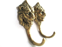 UpperDutch:,Set of 2 Antique Lion Head Coat hooks Wall hooks.
