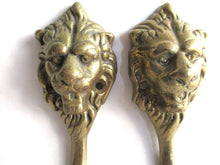 UpperDutch:,Set of 2 Antique Brass Lion Head Wall hooks Coat Hangers.