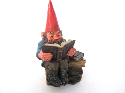 UpperDutch:Gnome,'Gideon' Reading Gnome figurine. Classic gnomes series Designed by Rien Poortvliet.