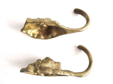 UpperDutch:,Set of 2 Antique Brass Lion Head Wall hooks Coat Hangers.