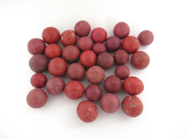 Set of 30 Red Antique Clay Marbles