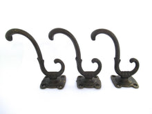 Set of 3 brass wall hooks, Coat hook, coat rack supply.