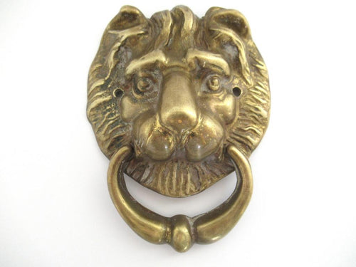 Solid Brass Lion Head Door Knocker.