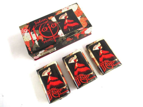 UpperDutch:,Maja Myrurgia giftbox with 3 Soap bars Collectible Vintage Soap Maja