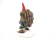 Gnome in the snow 'John with backpack' Gnome figurine. Part of the 2001 Classic Gnomes series designed by Rien Poortvliet