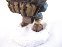 Gnome in the snow 'John with backpack' Gnome figurine. Part of the 2001 Classic Gnomes series designed by Rien Poortvliet