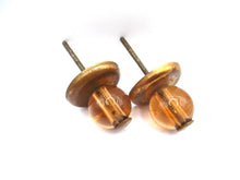 Set of 2 Antique brass glass Drawer knobs, Cabinet drawer pull