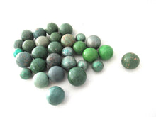 Antique Green Clay Marbles - set of 30.