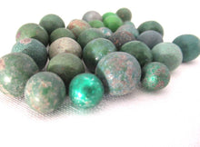Antique Green Clay Marbles - set of 30.