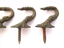 Antique small Brass Fish plant hook, ceiling hook, kitchen hook, towel hook