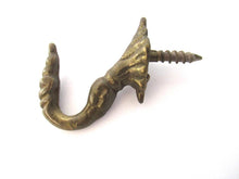 Antique small Brass Fish plant hook, ceiling hook, kitchen hook, towel hook