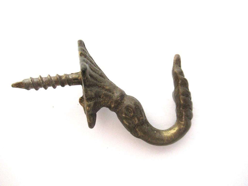 1800s fish hook Antique small Brass Fish plant hook, ceiling hook, kitchen hook, towel – UpperDutch