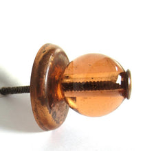 Set of 2 Antique brass glass Drawer knobs, Cabinet drawer pull