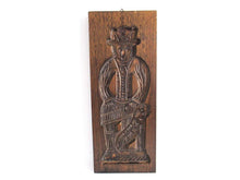 Wooden cookie mold Dutch Folk Art Cookie Mold. speculaas plank, springerle, men with dog.