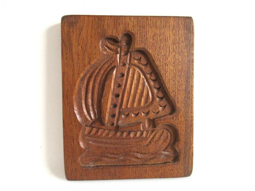 Vintage Ship Wooden cookie mold, Springerle.