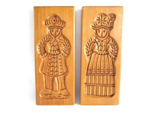 Set of 2 molds, Vintage Wooden Springerle cookie molds.