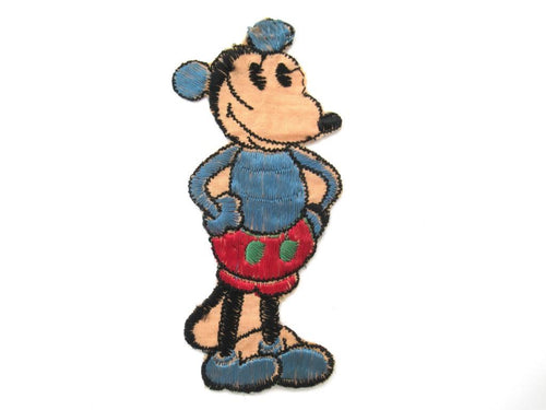 1930's Mickey Mouse Turmac Applique, Silk Embroidered applique, patch