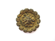 1 (ONE) Flower motif brass furniture applique. Antique Brass embellishment. Authentic hardware, restoration supply.