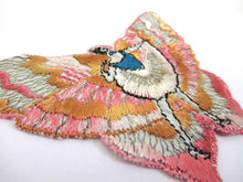 Rare Antique Fairy Applique 1930s, Flapper girl, Silk on Cotton, butterfly, patch.
