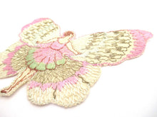 Rare Antique Flapper Girl Sewing Patch 1930s, Silk on Cotton, butterfly, antique applique