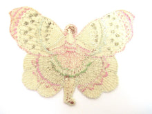 Rare Antique Flapper Girl Sewing Patch 1930s, Silk on Cotton, butterfly, antique applique