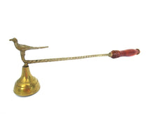 Antique Brass Candle Snuffer with bird, wooden handle