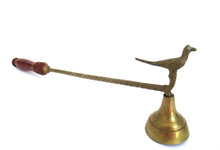 Antique Brass Candle Snuffer with bird, wooden handle