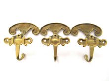 Set of 3 pcs Solid Brass Ornate Wall hook, Coat hook, Victorian Style hook made in Italy, Coat rack supply, storage supply.