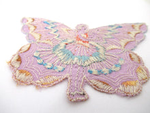 Rare Antique Fairy Applique 1930s, Flapper girl, Silk on Cotton, butterfly, patch.