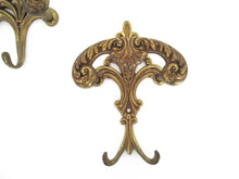 Set Antique Victorian Style Coat hooks Made in Italy, Solid Brass Ornate Wall hooks, Angel, Woman.