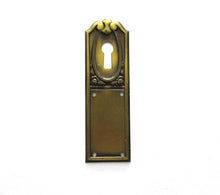 1 (ONE) Keyhole cover, Brass Stamped Floral Escutcheon, keyhole plate, with roses.