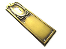1 (ONE) Keyhole cover, Brass Stamped Floral Escutcheon, keyhole plate, with roses.