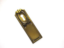1 (ONE) Keyhole cover, Brass Stamped Floral Escutcheon, keyhole plate, with roses.