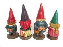 Gnome family, Original Rien Poortvliet gnome figurines. David the gnome statues, rare complete set of gnome parents and kids.