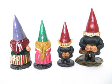 Gnome family, Original Rien Poortvliet gnome figurines. David the gnome statues, rare complete set of gnome parents and kids.