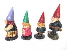 Gnome family, Original Rien Poortvliet gnome figurines. David the gnome statues, rare complete set of gnome parents and kids.