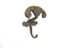 Ornate Wall hook, Coat hook, Solid Brass Victorian Style hook made in Italy, Coat rack supply, storage supply.