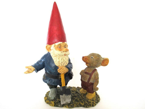 10 INCH Rien Poortvliet Gnome figurine, Gnome after a design by Rien Poortvliet, David the gnome, Al with Mouse, Klaus Wickl.