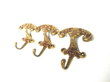 Set of 3 pcs Solid Brass Ornate Wall hook, Coat hook, Victorian Style hook made in Italy, Coat rack supply, storage supply.