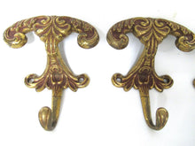 Set of 3 pcs Solid Brass Ornate Wall hook, Coat hook, Victorian Style hook made in Italy, Coat rack supply, storage supply.