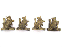 Set of 4 Cat hooks Solid Brass Wall hooks, Kitchen hook, Towel hook.