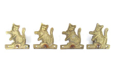 Set of 4 Cat hooks Solid Brass Wall hooks, Kitchen hook, Towel hook.