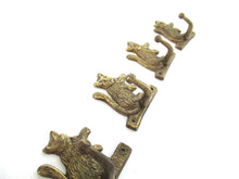 Set of 4 Cat hooks Solid Brass Wall hooks, Kitchen hook, Towel hook.