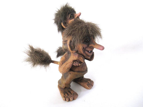 Nyform Troll 178, Troll w child, handmade in Norway (Goblin, Gremlin, Hob, Imp, Gnome, Hobgoblin, Elf, Pixy)