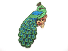 Peacock Applique 1930s Antique Embroidered Peacock applique, patch. Vintage bird patch, sewing supply.
